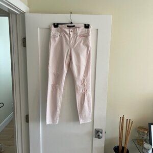 J Brand Low-Rise Distressed Crop Jeans in Light Pink
